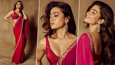 Rashmika Mandanna Looks Ethereal in a Red Hot Six-Yard and We Are Stunned! (View Pics)